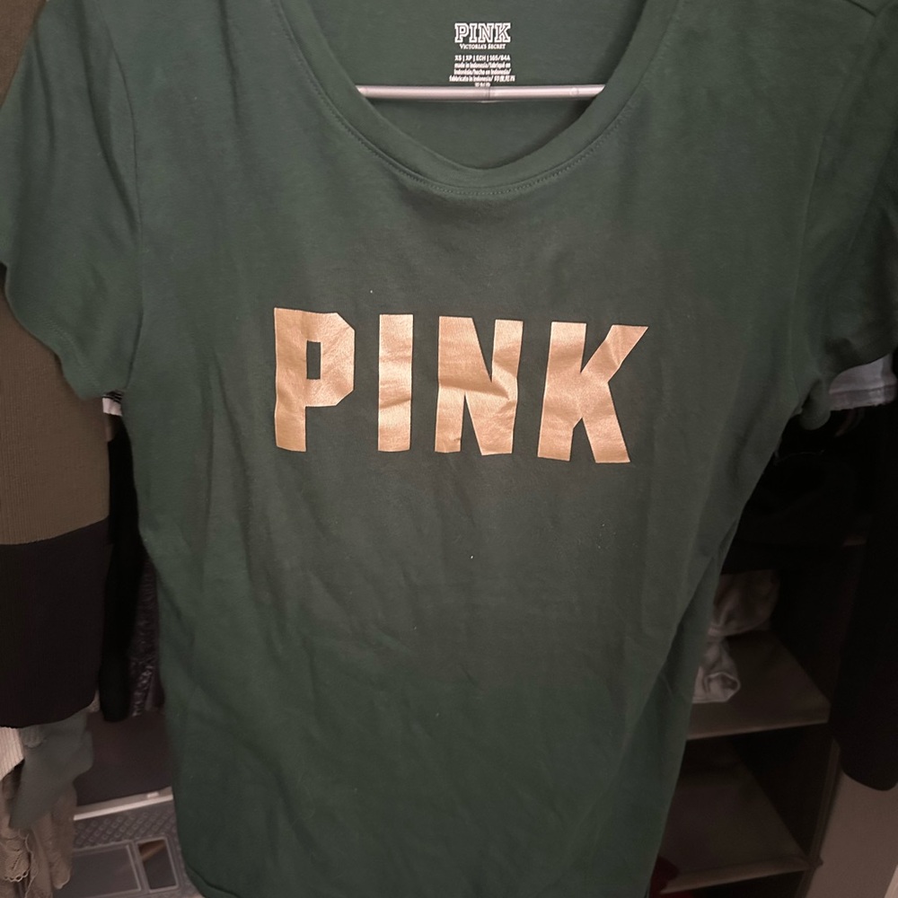 PINK Victoria's Secret Dark Green Tee